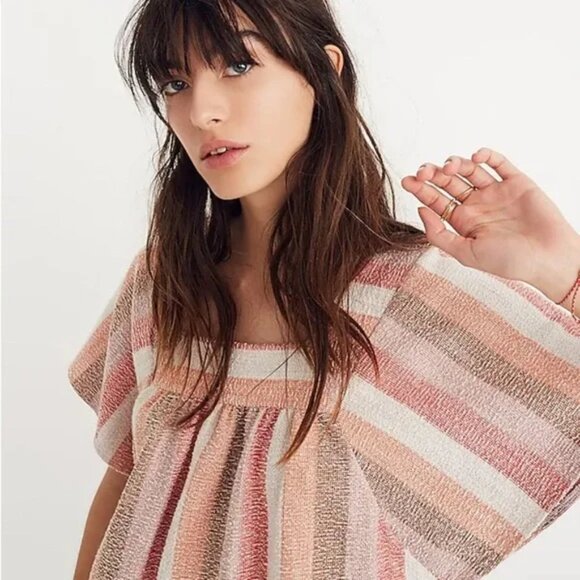 Madewell Texture & Thread Butterfly Top in Sherbet Stripe Size XS - Picture 2 of 8